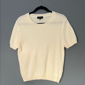 Quince Cream Short Sleeve Crewneck Mongolian Cashmere Top